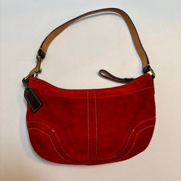 Coach 4284 Red Suede Soho Hobo Shoulder Bag 2004 Y2K Era...